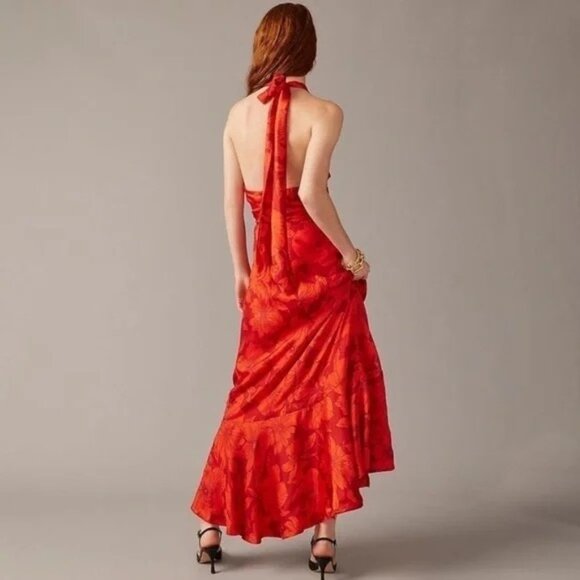 J Crew Collection Womens Plus 24 Halter Tie Maxi Dress Terrace Floral Sleeveless - Picture 3 of 9